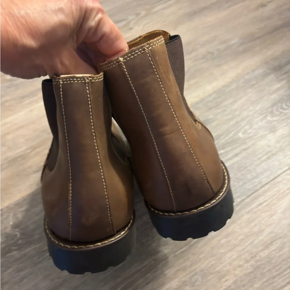 Men's Sandro Moscoloni Brown Chelsea Work Boots - Slip-On Rugged Leather Sz 9.5 - Picture 6 of 9
